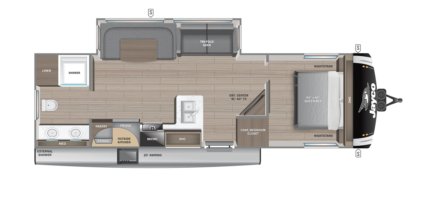 2025 Jay Feather 28RB Floorplan
