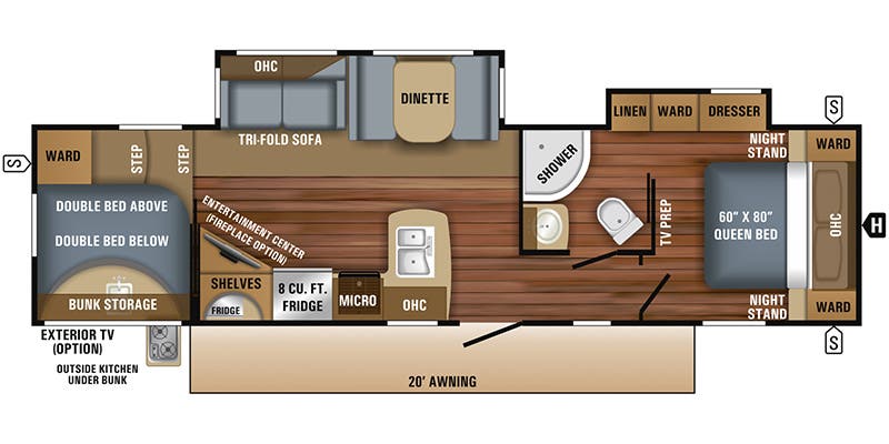 2018 Eagle Half-Ton 295DBOK Floorplan