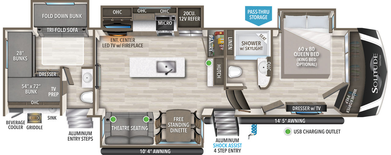 2023 Solitude S-Class 3740BH Floorplan