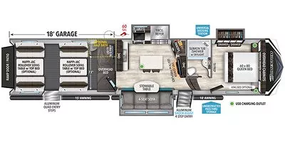 2022 Grand Design Momentum M-Class 398M Floorplan