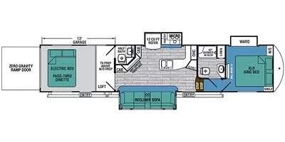 2018 Forest River XLR Thunderbolt 375AMP Floorplan