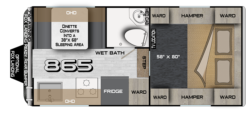 2026 Arctic Fox 865 Truck Camper Floorplan