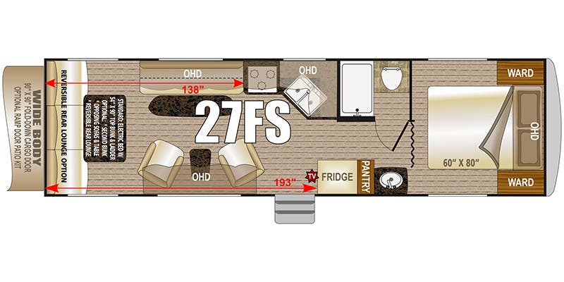 2020 Desert Fox 27FS Toy Hauler Floorplan