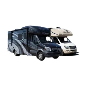 Stock Photo of Two Class C Motorhomes